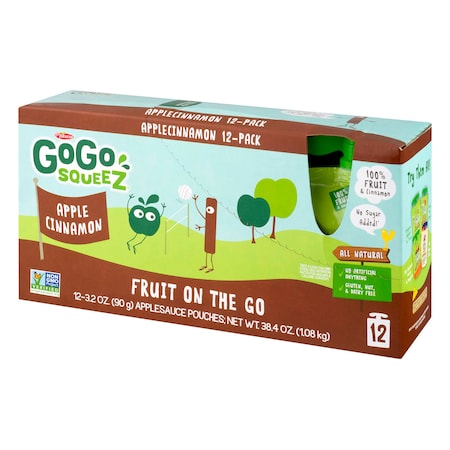 Gogo Squeez GoGo Squeez Apple Cinnamon Applesauce 3.2 oz. Pouch, PK72 120448